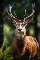 Close up of red deer stag.
