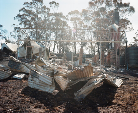 Detail of house destroyed by bush fire