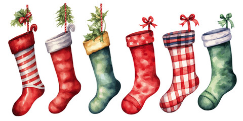 colorful christmas stockings vectors