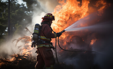 Obraz premium fireman in action