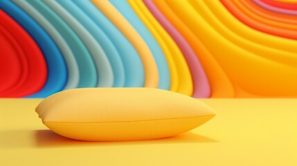 abstract colorfull cushion on a yellow background 