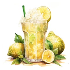 Watercolor jack fruit cream soda, Japanese soda.
