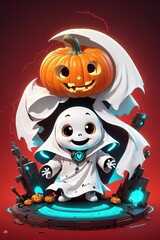 halloween pumpkin with a skull