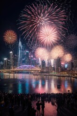 New year New Year's Eve Party firework in modern city