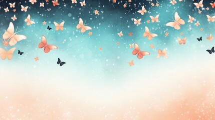 Butterflies and stars isolated pattern on pastel background the space bar