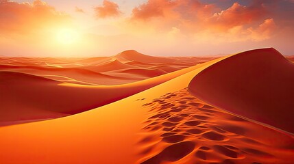 Desert with magical sands and dunes as inspiration for exotic adventures in dry climates. - obrazy, fototapety, plakaty