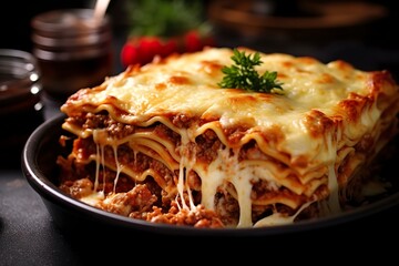 Traditional italian food lasagne with meat sauce. - obrazy, fototapety, plakaty
