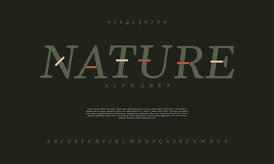 Nature creative modern urban alphabet font. Digital abstract moslem, futuristic, fashion, sport, minimal technology typography. Simple numeric vector illustration