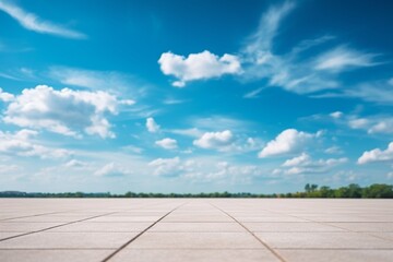Generative AI : Nice Blue Sky with Floor Background with Beautiful Clouds Empty Landscape