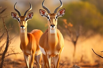 Generative AI : impala male and female in kruger national park - obrazy, fototapety, plakaty
