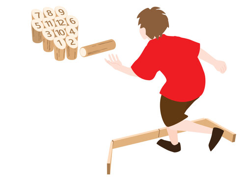 モルックを投げる人のベクターイラスト
