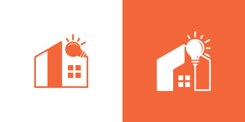 logo design combining the shape of a house with a light bulb.