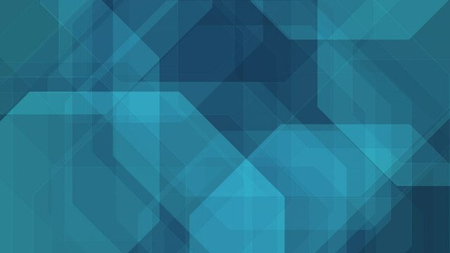 Technology science concept moving octagons in dynamic pattern for innovative and modern composition. Green motion graphic abstract background with flowing octagons for futuristic energetic design