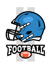 Helmet for playing American football. Logo emblem.
