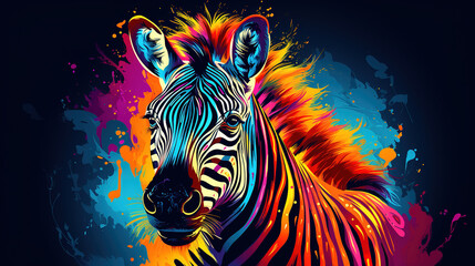 Fototapeta na wymiar Illustration of zebra in mixed grunge colors style.