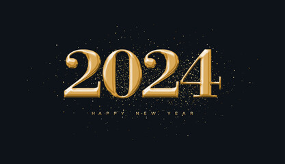 Golden number 2024 design. To celebrate New Year's Eve party. The design is suitable for banners, posters, backgrounds or party invitations.