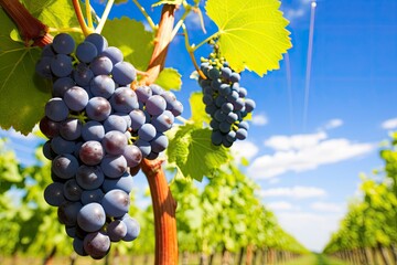 Fototapeta premium Closeup Of Grapes Growing In Vineyard.