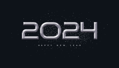 Modern number 2024. With silver metallic color. Premium vector design for 2024 new year celebration.