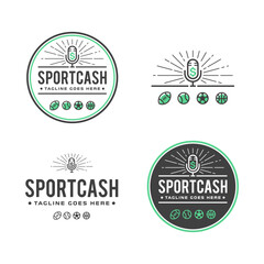 Sport podcast logo design set