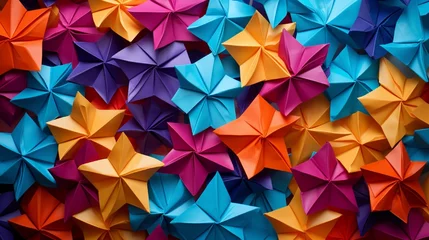 Fotobehang Using colorful origami paper as the background of an abstract wallpaper . © Muqeet 