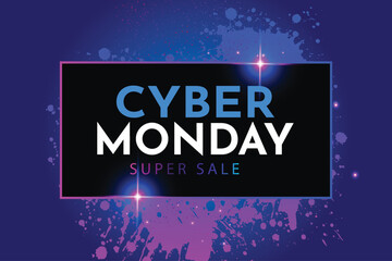 cyber monday sale with colorful splash banner design vector illustration