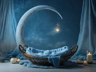 Moon Newborn Digital Backdrop, NEWBORN DIGITAL BACKDROP, for Baby Girl Boy, Photo Shoot Crescent Moon Background, Moon Overlay, Moon Newborn Props © Reha