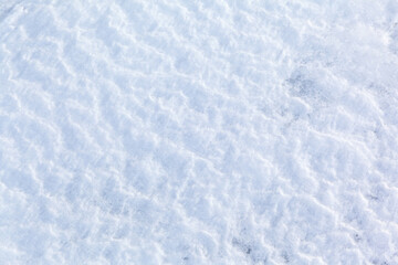 Abstract natural winter snow texture of frozen Baikal Lake in cold day. White and blue background of snowy ice. Frozen waves or weathered snowbank. Mockup, copy space, blank, empty space for text