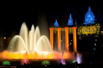Montjuic Fountain at National art museum of Catalonia in Barcelona - 665342682