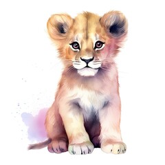 Watercolor Baby Lion.