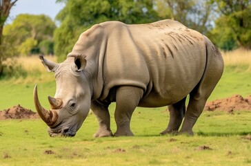 Obraz premium White Rhino grazing.