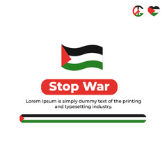 social media template with palestine flag and words