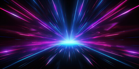 Obraz premium Ethereal light tunnel in brilliant blue and purple, stretching ahead.