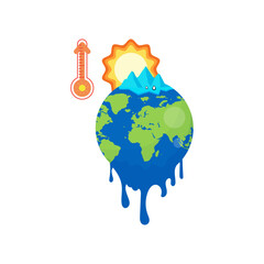 World heat wave. Climate change due to global warming. Vector with transparent background