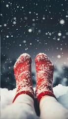 Potrait of sock with falling snow on background
