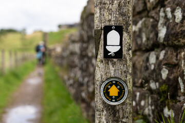 looking along a section of Hadrians Wall near Gilsland, Northumberland