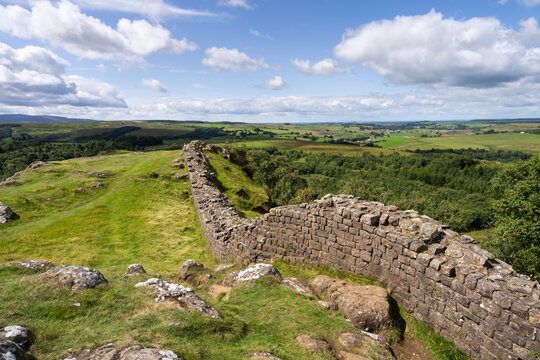 a view of Hadrian's Wall at Walltown Crags, near Greenhead, Northumberland, UK
