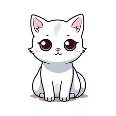 Obraz premium Cute Kawaii cat clipart icon white background.
