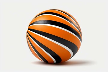 Basketball ball with striped pattern on a white background. Generative AI
