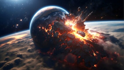 Planet earth in space, destruction of the planet Earth 