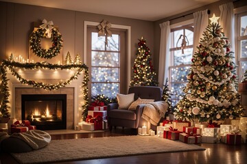 christmas tree with fireplace