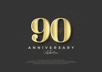 90th anniversary golden. Premium vector design to celebrate birthday. Premium vector background for greeting and celebration.