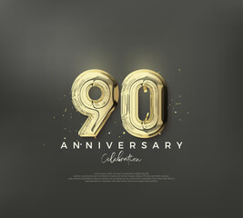 90th anniversary number, to celebrate a birthday with a luxurious and elegant design. Premium vector background for greeting and celebration. - obrazy, fototapety, plakaty