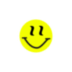 Y2K blurred yellow emoji with cool smiling