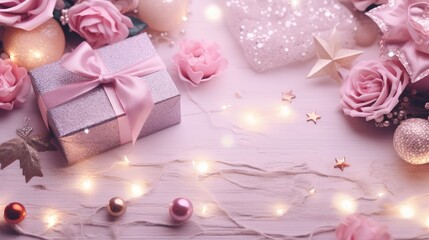 Merry Christmas and a happy new year. Festive xmas background. Holiday Christmas Gift box