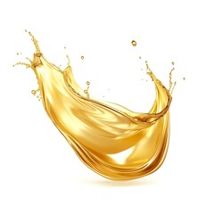 Golden Oil or Cosmetic essence splash isolated on white background, 3d illustration.