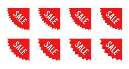 Sale red corner starburst sticker set