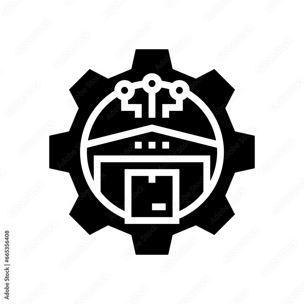Poster warehouse organization logistic manager glyph icon vector. warehouse organization logistic manager s