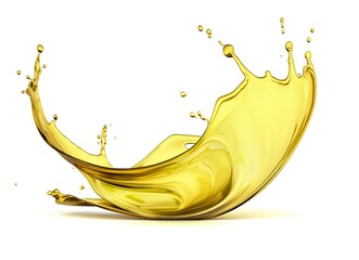 Olive or engine oil splash, cosmetic serum liquid isolated on white background.