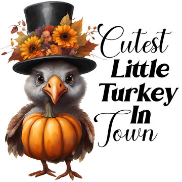 Happy Thanksgiving Design. Cute Turkey Clipart