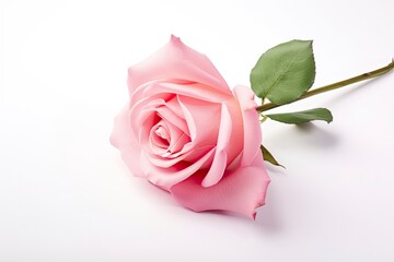 Pink rose isolated on white background.